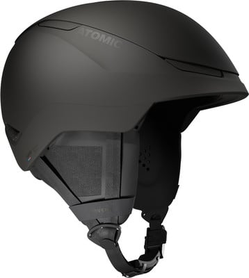 Schwarzer Atomic Skihelm mit verstellbarem System und abnehmbaren Ohrpolstern. Schwarzer Atomic Skihelm mit verstellbarem System und abnehmbaren Ohrpolstern.
