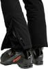 Schwarze Skihose mit Reißverschluss-Schlitz und Markenlogo.