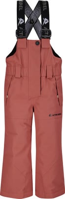 Rosa Kinder-Skihose mit Latz und verstellbaren Trägern.