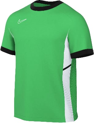 Grünes Nike-Trikot mit schwarzem Kragen und weißen Seitenpaneelen. Grünes Nike-Trikot mit schwarzem Kragen und weißen Seitenpaneelen.