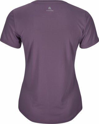 Lila Damen-T-Shirt mit kurzen Ärmeln und ACTIVE REBEL-Logo auf dem Rücken. Lila Damen-T-Shirt mit kurzen Ärmeln und ACTIVE REBEL-Logo auf dem Rücken.