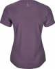 Lila Damen-T-Shirt mit kurzen Ärmeln und ACTIVE REBEL-Logo auf dem Rücken.