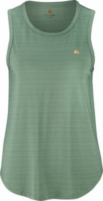 Damen-Tanktop in Grün mit Rundhalsausschnitt und Markenlogo.
