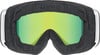 Eine Skibrille mit schwarzem Rahmen und grüner Spiegellinse.