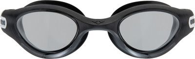 Schwarze Schwimmbrille mit grauen Gläsern und Arena-Logo an den Seiten. Schwarze Schwimmbrille mit grauen Gläsern und Arena-Logo an den Seiten.
