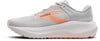 Grauer Laufschuh mit orangefarbenem Brooks-Logo und weißer Sohle.