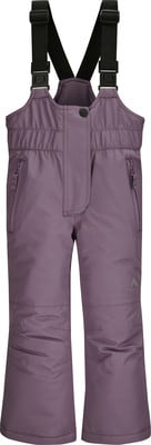 Violette Skihose für Kinder mit Latz und schwarzen Trägern. Violette Skihose für Kinder mit Latz und schwarzen Trägern.