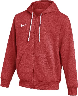 Rotes Nike-Sweatshirt für Herren mit Reißverschluss und weißer Kapuzenkordel.