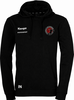 Schwarzer Kapuzenpullover mit Kempa- und Intersport-Logos und Schriftzügen.