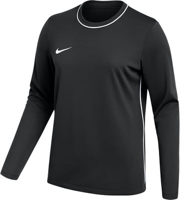 Schwarzes Nike Langarm-Fußballtrikot mit weißem Besatz.