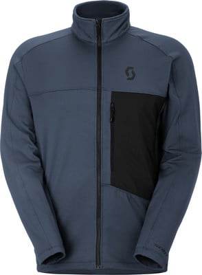 Herren-Winterjacke in Blau mit Reißverschluss und schwarzer Brusttasche. Herren-Winterjacke in Blau mit Reißverschluss und schwarzer Brusttasche.