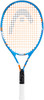 Blauer Tennisschläger mit orangefarbenen Saiten und Head-Logo.