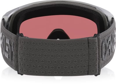 Skibrille mit dunklem Band und rosa Gläsern, Nahaufnahme. Skibrille mit dunklem Band und rosa Gläsern, Nahaufnahme.