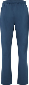 Blaue Hose mit elastischem Bund und geraden Hosenbeinen.