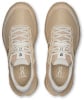 Damen Laufschuhe ON Cloudvista Waterproof in Beige mit weißen Schnürsenkeln.
