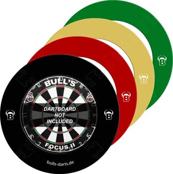 Satz farbiger Dart-Schutzringe mit Bull's-Logo.