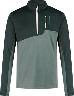 Dunkelgrüner Herrenpullover mit kurzem Reißverschluss und asymmetrischem Design. Dunkelgrüner Herrenpullover mit kurzem Reißverschluss und asymmetrischem Design.