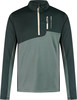 Dunkelgrüner Herrenpullover mit kurzem Reißverschluss und asymmetrischem Design.