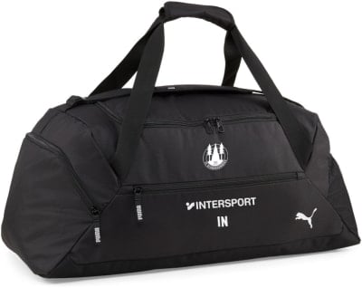 Schwarze Puma Sporttasche mit Intersport-Logo und „IN“-Schriftzug.