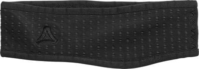 Schwarzes Stirnband mit perforiertem Muster und Reebok-Logo. Schwarzes Stirnband mit perforiertem Muster und Reebok-Logo.