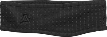 Schwarzes Stirnband mit perforiertem Muster und Reebok-Logo.
