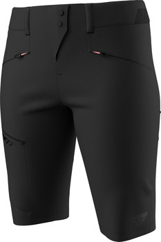Schwarze Outdoor-Shorts mit Markenlogo und Reißverschlusstaschen.