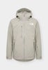 Šedá pánská bunda The North Face s bílým logem, kapucí a zipem.