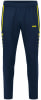 Dunkelblaue Sporthose mit gelben Details und JAKO-Logo.
