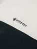 Detail eines Stoffes mit schwarzem GORE-TEX-Logo auf weißem Hintergrund.