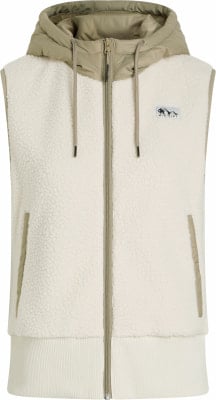 Béžová sherpa vesta s kapucňou a béžovými detailmi, zapínanie na zips. Béžová sherpa vesta s kapucňou a béžovými detailmi, zapínanie na zips.