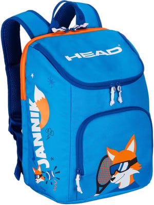 Blauer Rucksack mit orangefarbenen Details und Fuchs-Aufdruck, sowie dem HEAD-Logo. Blauer Rucksack mit orangefarbenen Details und Fuchs-Aufdruck, sowie dem HEAD-Logo.