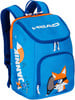 Blauer Rucksack mit orangefarbenen Details und Fuchs-Aufdruck, sowie dem HEAD-Logo.