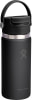 Schwarze Hydro Flask Thermoskanne mit Griff und Logo.