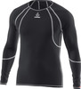 Schwarzes Langarmshirt mit weißen Nähten, Löffler-Logo auf der Brust.