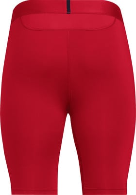 Rote Radlerhosen mit dunkelblauem Bunddetail. Rote Radlerhosen mit dunkelblauem Bunddetail.