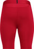 Rote Radlerhosen mit dunkelblauem Bunddetail.