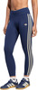 Damen-Leggings von Adidas in Dunkelblau mit Beige-Streifen und Logo.
