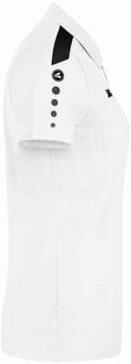 Weißes Poloshirt mit schwarzen Details am Ärmel und Logo. Weißes Poloshirt mit schwarzen Details am Ärmel und Logo.