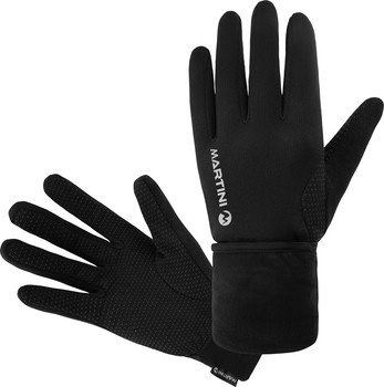 Schwarze Martini-Handschuhe mit rutschfesten Punkten und Markenlogo.