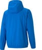 Blaue Herrenjacke mit Kapuze, von hinten gezeigt.