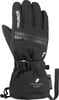 Schwarze Reusch Skihandschuhe mit Logo und Reißverschluss am Handgelenk.