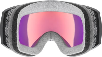 Skibrille mit rosafarbenem Spiegellinse und mehrschichtigem Schaumstoff.