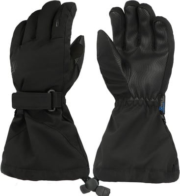 Schwarze Winterhandschuhe mit verstellbarem Riemen und rutschfester Handfläche. Schwarze Winterhandschuhe mit verstellbarem Riemen und rutschfester Handfläche.