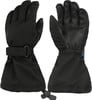 Schwarze Winterhandschuhe mit verstellbarem Riemen und rutschfester Handfläche.