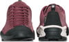 Vorder- und Rückansicht von weinroten Halbschuhen mit schwarzer Zehenkappe.
