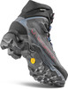 Schwarzer Wanderschuh mit rotem La Sportiva-Schriftzug und gelbem Vibram-Logo.