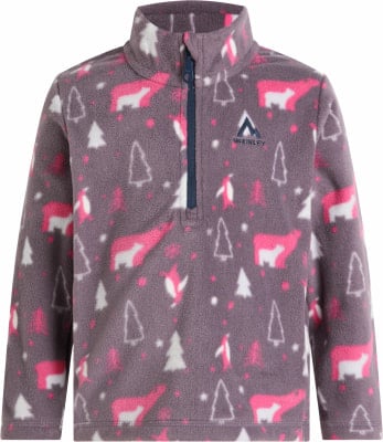 Graues Fleece-Sweatshirt mit Aufdruck von Eisbären, Pinguinen und Bäumen. Graues Fleece-Sweatshirt mit Aufdruck von Eisbären, Pinguinen und Bäumen.