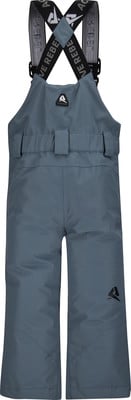 Graue Kinder-Skihose mit Latz und schwarzen Trägern mit Logo. Graue Kinder-Skihose mit Latz und schwarzen Trägern mit Logo.