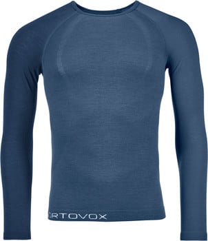 Blaues Thermo-Langarmshirt mit Rundhalsausschnitt.