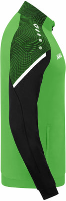 Grüne Jacke mit schwarzer und weißer Grafik am Ärmel und JAKO-Logo. Grüne Jacke mit schwarzer und weißer Grafik am Ärmel und JAKO-Logo.
